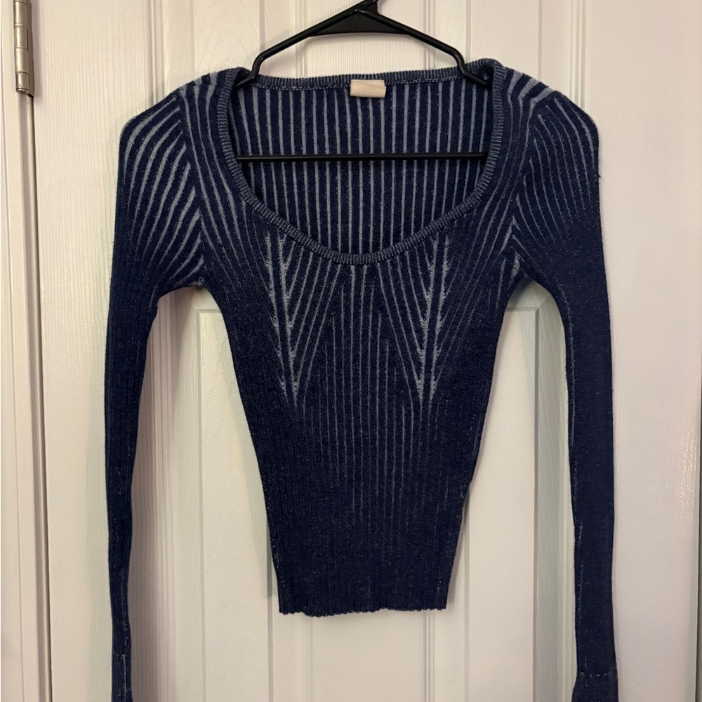 Urban Outfitters Navy and White Striped Sweater tee